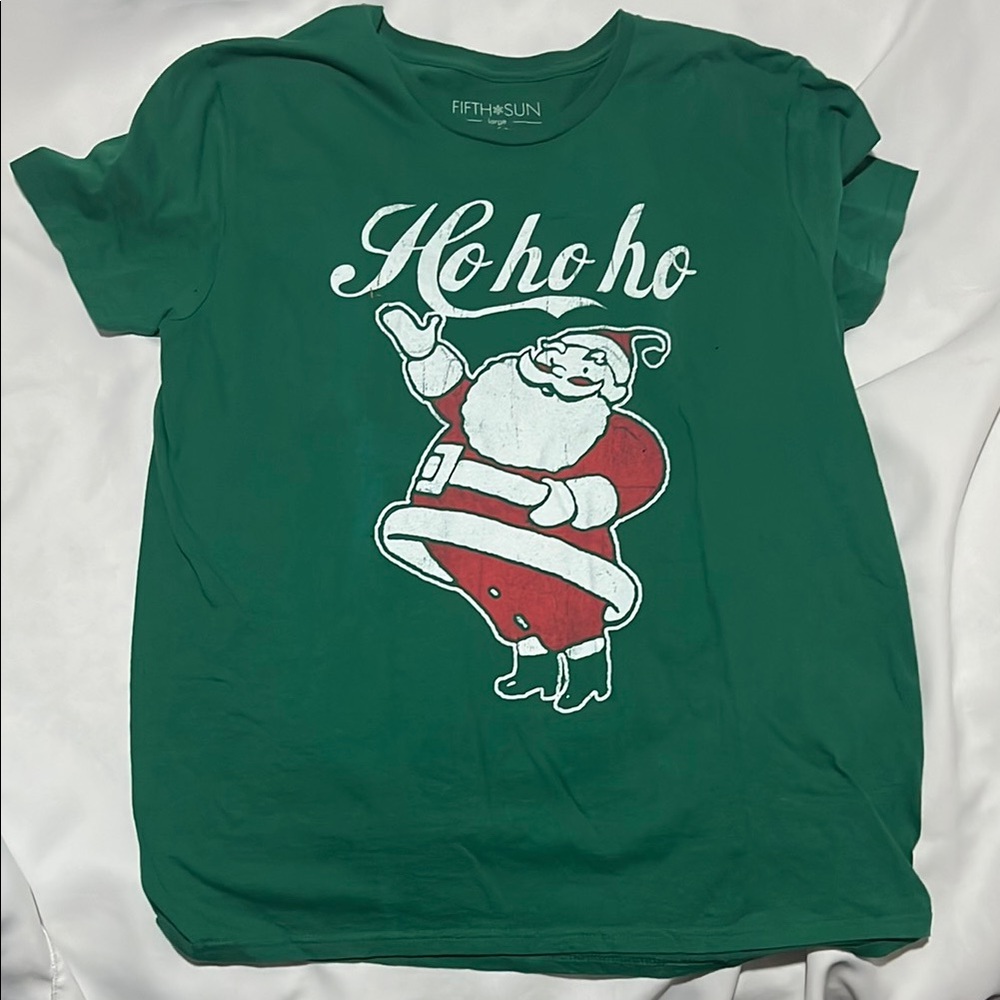 Fifth Sun Green Santa Holiday T-Shirt